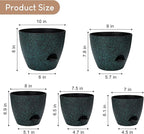 YNNICO Plant Pots 10/9/8/7.5/7 inch, Self Watering Planters with Drainage Holes & Saucers for Indoor and Outdoor Plants (Green Speckles)