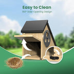 Bird House - Adjustable Entrance Fit All Birds, Outdoor Bird Houses for Outside Weatherproof, Durable Wood Birdhouse for Bluebird, Finche, Wren, Chickadee, an Ideal Backyard Decoration (Iron Roof)