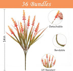 Waipfaru Fake Mums Fall Decor, 36 Bundles UV Resistant Faux Mums for Outdoor Planters, Fall Flowers Artificial for Decoration, Faux Plants for Home Porch Thanksgiving Decoration(Orange)