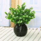 PASYOU Artificial Shrubs, Plastic Plants Fake Bean Shrub Bushes Grass Greenery Leaves Bush Indoor Outdoor Home Garden Party Verandah Wedding DIY Table Arrangement Decoration Planter Filler 8 Pack