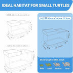 GOZILLA Turtle Tank Kit(Tank+Lamp+Filter), Upgrade PC Turtle Tank Starter Kit with Adjustable Lamp & Filter, Reptile Hideout Habitat with Lid for Small Reptiles.(15.75 × 7.9 × 9''/Black Kit)