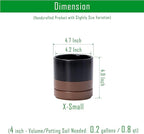 D'vine Dev 4.7 Inch Ceramic Planter Pot with Drainage Hole and Saucer, Indoor Cylinder Round Planter Pot, Black/Speckled Tan, 94-O-B-7