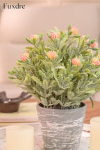 2 Pack Small Desk Plants, Artificial Bathroom Plants Decor with Flower in Vintage Melamine Pots, Faux Plants Indoor for Shelf Decor in Home Office, and Spring Decor (Peach)