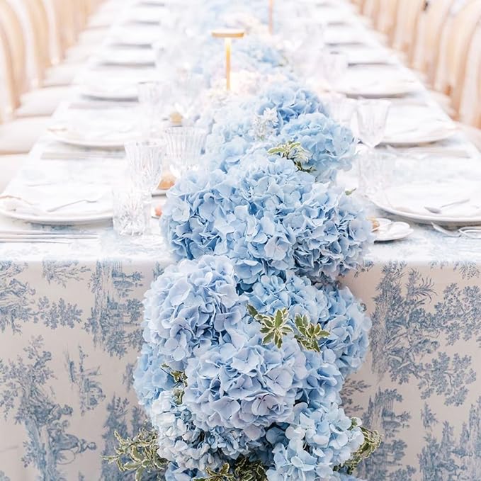 Coferset Baby Blue Hydrangea Artificial Flowers 3pcs Lifelike Faux Hydrangea Real Touch Artificial Flowers for Outdoors Home Wedding Christmas Office Party Living Room Decoration,22inch