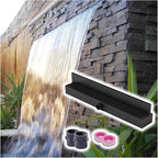Stainless Steel Waterfall Fountain Kit - Recessed Wall Sprayer for Patio, Backyard, Pond & Pool - Complete Spillway Box with Pipe Connector for Outdoor Decor
