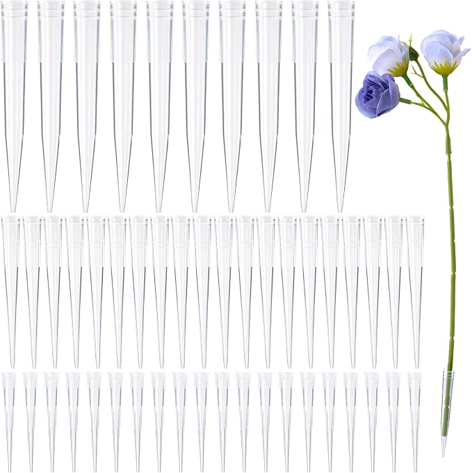 50 PCS Clear Floral Water Tubes, 3 Sizes Plastic Flower Stems Water Tubes, Pointed End Floral Vials Posy Picks for DIY Cake Decoration Flower Arrangement Bouquets