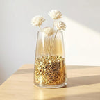 HappyFiller Golden Nuggets Crushed Glass for Resin Art,Small Gravels Stones for Aquarium Fish Tank Bottom Granule,Vase Filler Candle Holder Decor,Wedding Centerpieces Decoration,0.81 LB Gold