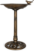 Backyard Expressions Outdoor Garden Bird Bath with Bird - Bronze - Weather Resistant Polyresin - 30 Inch