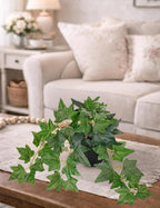 17.7" Artificial Plants Indoor Home Decor, Fake Potted Silk Plants for Shelves, Desks, Living Room, Home & Office Decor, Small Artificial Ivy Vine Plant in Pot, Faux Greenery Tropical Plant, Green