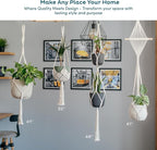 Nook Theory 4-Pack Macrame Plant Hangers with 8 Hooks - Hanging Planters for Indoor Plants, Boho Macrame Hangers Indoor Outdoor, Decorative Plant Hanger Indoor (Pearl)