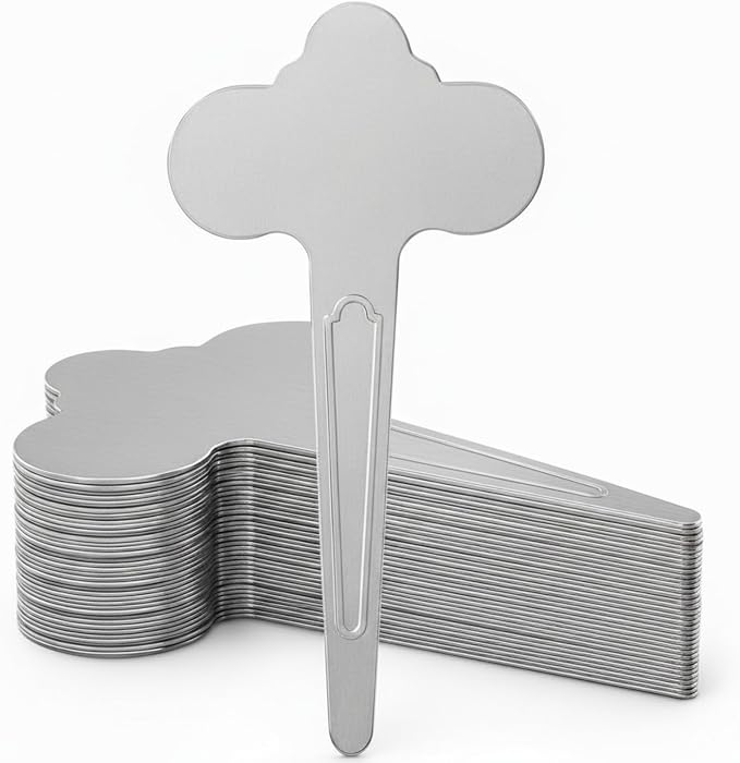 60 Pack Metal Plant Labels 6-1/2" x 3-1/2" Stainless Steel Outdoor Reusable Plant Name Tags Waterproof Garden Seed Labels Makers for Flowers Vegetable Pots Seedlings Herbs