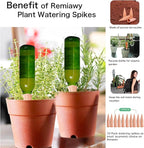 REMIAWY Plant Watering Devices - Terracotta Vacation Self Plant Waterer Spikes Wine Bottle Stakes Slow Release Devices for Indoor Outdoor Plants (10 Pack)