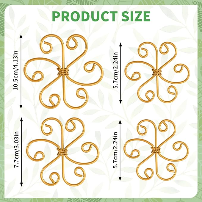 Augshy 4 Pcs Plant Stem Support,Gold Metal Climbing Holder Stabilizer for Outdoor Indoor Monstera Growing Climbing Plants Stabilization and Support