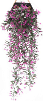 Artificial Hanging Ivy, PASYOU Vine Plastic Plants Grass Leaves Foliage Vines, UV Resistant Greenery Fake Flowers for Home Indoor Outdoor Garden Door Wall Wedding Party DIY Decoration - Fuchsia 4 Pack