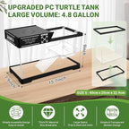 GOZILLA Aquatic Turtle Tank Kit+Lamp+Filter, Upgrade PC Turtle Tank Starter Kit with Adjustable Lamp & Filter,Reptile Habitat with Lid,Hanging Platform for Small Reptiles.(15.75×7.9×9''/Black Kit)