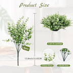 RECUTMS 12 Bundles Artificial Plants Faux Outdoor Plastic Plants UV Resistant Flowers No Fade Fake Greenery Stems for Porch Window Home Wedding Fireplace Spring Decoration (White)
