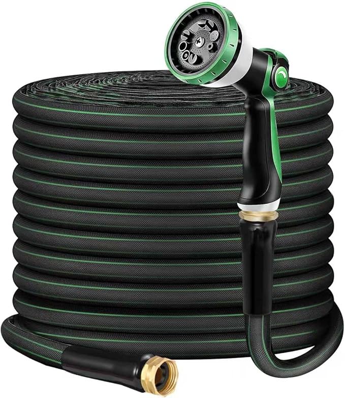 100FT Non-Expanding Garden Hose – Lightweight & Durable, Flexible, Burst-Resistant, Anti-Kink for Outdoor Use (Green)