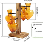 Plant Terrarium Propagation Stations with Wooden Stand, Glass Vase for Indoor Hydroponics Home Garden Office Decoration Gift for Women - 4 Love Bulb Vase