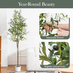 Olive Tree 6FT Fake Tree Faux Plants Indoor with Pot Artificial Tree Nearly Natural Olive Branches and Fruits for Living Room Home Office Decorations