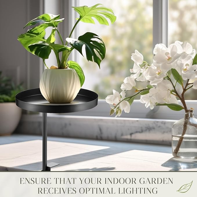 Teenyyou 2 Pcs Window Sill Plant Shelf 5.7''D x 12.4''H Adjustable Window Shelf Windowsill Clamp Tray for Indoor Plants Metal Windowsill Extension Tray Planter Floating Shelves for Indoor Outdoor