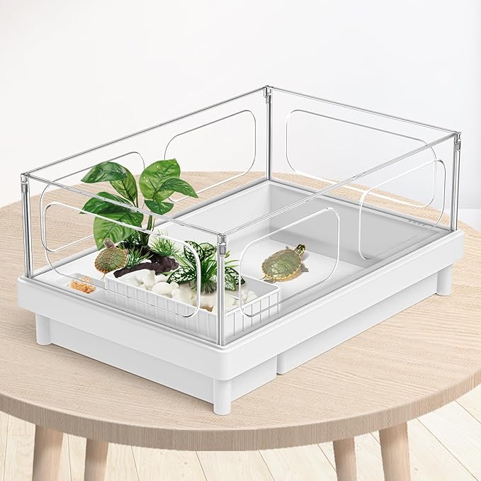 Moonorange Reptile Artificial Plants, Terrarium Plants Decorations Supplies, Aquarium Fish Tank Plant, Amphibian Habitat Hideout Tank Accessories (M Set-2pcs/G)