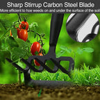 Oliynedy Stirrup Hoe Cultivator Garden Tool Heavy Duty,Scuffle Loop Action Hoe Weeding Gardening Hand Tools for Women Kids Men,Metal Weeder Scraper Garden Hoe Rake Weed Puller Long Handle 32-72
