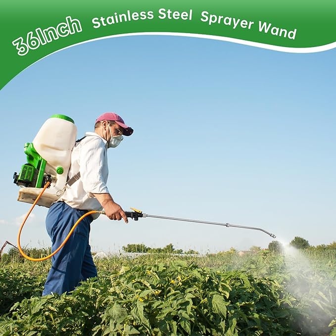 Sprayer Wand,Adjustable Universal Sprayer with 3/8" Brass Barb, Stainless Steel Replacement Sprayer Wand with Shut off Valve (36 Inches Sprayer Wand)