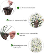 Artificial Fake Flowers Plants Hanging Baskets for Outdoor Outside Decor, Faux Silk Hanging White Morning Glory Trailing Vines UV Resistant for Porch Patio Home Decoration
