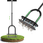 seasky Lawn Aerator, Manual Lawn Aerator Tool with Padded T-Handle, Wide Foot Plate & 15-3 Inch Solid Steel Spikes, Dual-Layer Design for Effortless Aeration in Lawn, Yard and Garden Soil