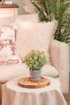 2 Pack Small Desk Plants, Artificial Bathroom Plants Decor with Flower in Vintage Melamine Pots, Faux Plants Indoor for Shelf Decor in Home Office, and Spring Decor (Peach)