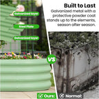 DoCred 2 in 1 Galvanized Raised Garden Bed, 2Pcs Garden Planter Box with 71" H Trellis for Climbing Plants, Outdoor Gardening Raised Beds with Climbing Net for Fruits, Vegetables, Flower (Green)