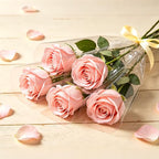 baotongle 50pcs Single Rose Sleeves with 50pcs Floral Water Tubes and Ribbons Single Flower Bags Plastic Flower Wrap for Mother's Day Wedding Birthday Supplies