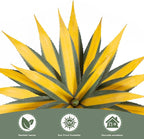 Artificial Green Edged Gold Leaf Spiny Agave Plant with 23 Leaves, 19.68in Faux Agave for Indoor & Outdoor Home Decor Perfect for Porch Living Room Bedroom Patio & Office （2 Pack）