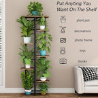 LINZINAR Plant Stand 7 Tier 8 Potted Multiple Flower Pot Holder Shelf Indoor Outdoor Planter Rack Storage Organizer for Patio Garden Corner Balcony Living Room (Black, 7 Tier)