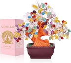 Feng Shui Quartz Crystal Money Tree Bonsai Style Decoration for Luck and Wealth (Multicolor)