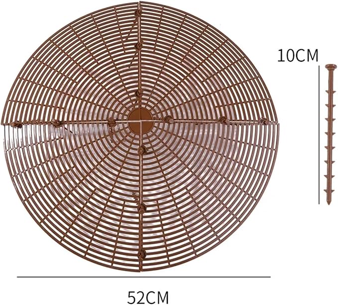 Plant Pot Grids 4PCS Plant Pot Soil Guard with Nails Grid Flower Cover Baby Safety Mouse Protector Repel Cats(Brown Round 52cm)