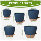 Self-Watering Pots for Indoor Plants with Visible Water Window,5/6/6.5/8/10 Inch Outdoor Flower Pots with Drainage Holes & Reservoir for Patio, Home Decor (Blue)