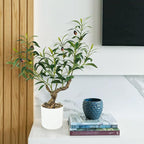 Caxchiling Fake Olive Plants 2FT, Artificial Small Olive Tree Indoor, Faux Potted Plants Decor for Tabletop, Desk, Shelf, Office, Kitchen, Living Room, Bedroom, Bathroom