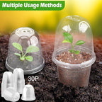 RooTrimmer 6 Inch Clear Humidity Dome, 30 Pcs Adjustable Plant Pot Domes Compatible with 6" Nursery Pots, Reusable Transparent Grow Dome Cover for Seed Starter Pots Outdoor Gardening Plant Growth