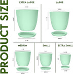Utopia Home - Plant Pots Indoor with Drainage - 7/6.6/6/5.3/4.8 Inches Home Decor Flower Pots for Indoor Planter - Pack of 5 Plastic Planters for Indoor Plants, Cactus, Succulents Pot - Mint
