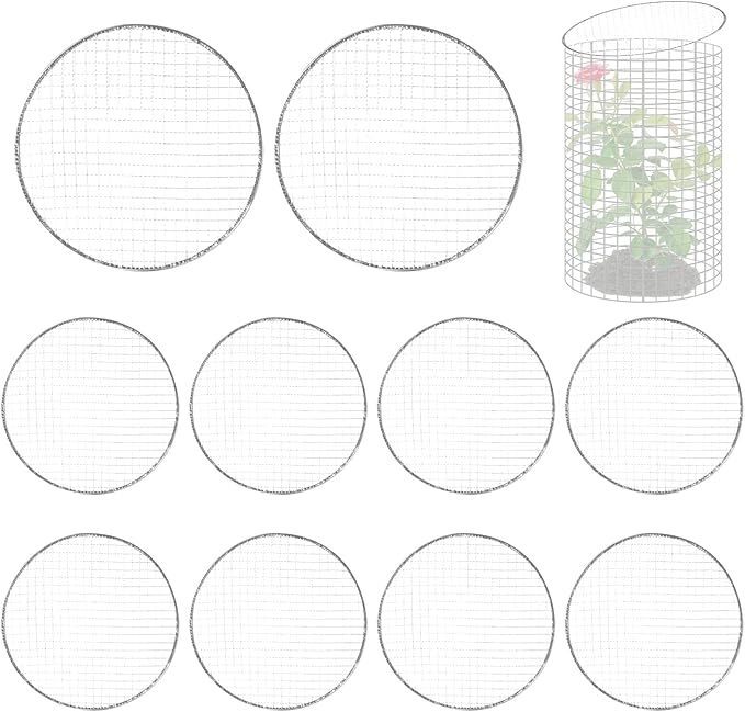 10 Packs 12'' Round Metal Mesh Plant Cage Covers for Large Wire Plant Protector cover from Animals - Chicken Wire Cloche, Sturdy Garden Bunny Barricades Chicken Wire Cloche fto Keep Animals Out