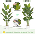 Artificial Bird of Paradise Plant 7.5Ft Tall Fake Tropical Palm Tree Large Fake Plants with 18 Silk Banana Leaves Faux Plant Indoor Decor Trees White Pot for Home Bedroom Living Room Office 2pcs