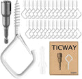 50 Pcs Outdoor Hooks for String Lights,Screw Hooks for Hanging Plants,Ceiling Hooks with Safety Buckle,Square Hanger for Wind Chimes,Bird Feeder,Lanterns,Christmas Decorations (White)