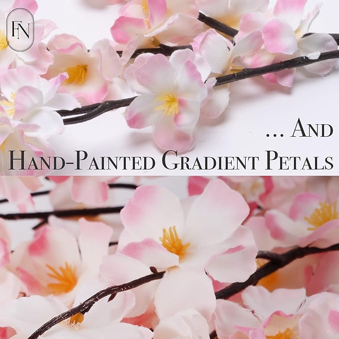 8 Pack Artificial Cherry Blossom Branches - 20 Inch Real Touch Silk Flowers with Bendable Stems for Vase, Wedding, Home Office Decor, Spring Floral, Party & Event Decor (Blush Pink Gradient)