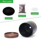 D'vine Dev 6.5 Inch Ceramic Planter Pot with Drainage Hole and Saucer, Indoor Cylinder Round Planter Pot, Black/Speckled Tan, 94-O-C-7