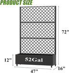 Casaphoria Metal Raised Garden Bed with Trellis and Wheels, 72"x47"x16" Arched Planter Box for Climbing Plants, Vegetables & Vines, Features Drainage Holes and Privacy Screen, Black-Rhombus