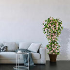 Artificial Bougainvillea Tree -5FT Faux Bougainvillea Tree with Realistic Flowers, Tall Fake Flower Tree for Indoor or Outdoor Decor, Silk Floral Plant for Living Room, Porch, Garden (Pink/White)