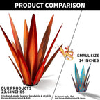 Large Tequila Rustic Sculpture, Rustic Metal Agave Plants for Outdoor Patio Yard, Home Decor Hand Painted Garden Yard Statue, Lawn Ornaments Yard Stakes (Red - L)