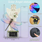 Starryfill Solar Angel Garden Statue with Color Changing Dragonfly Lights - 12 Inch Hand-Painted Resin Figurine, Auto Dusk-to-Dawn Waterproof Outdoor Decor for Patio, Yard, Lawn, Memorial Mother Gift