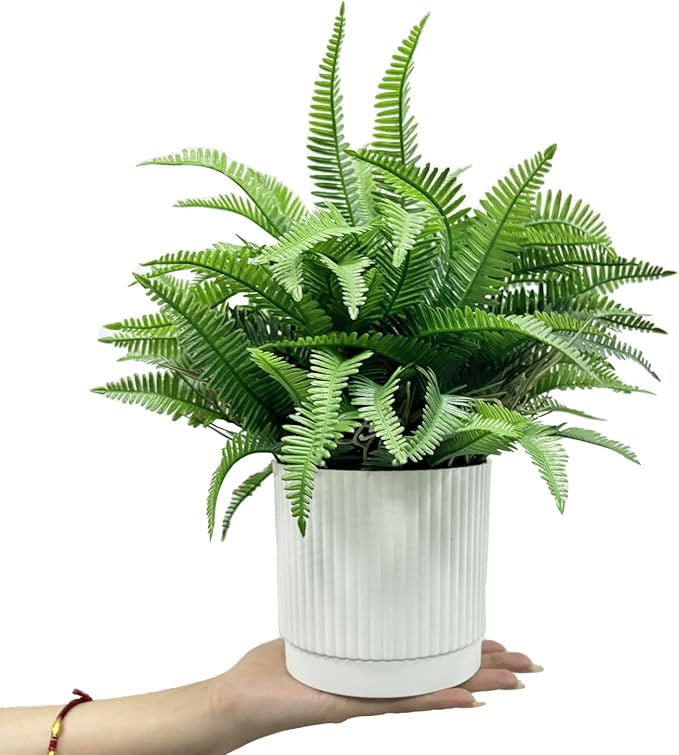 Coferset Small Fake Plant Fern Potted Artificial Plants for Shelf Desk Home Bathroom Farmhouse Room Office Kitchen Farmhouse Coffee Table Decor